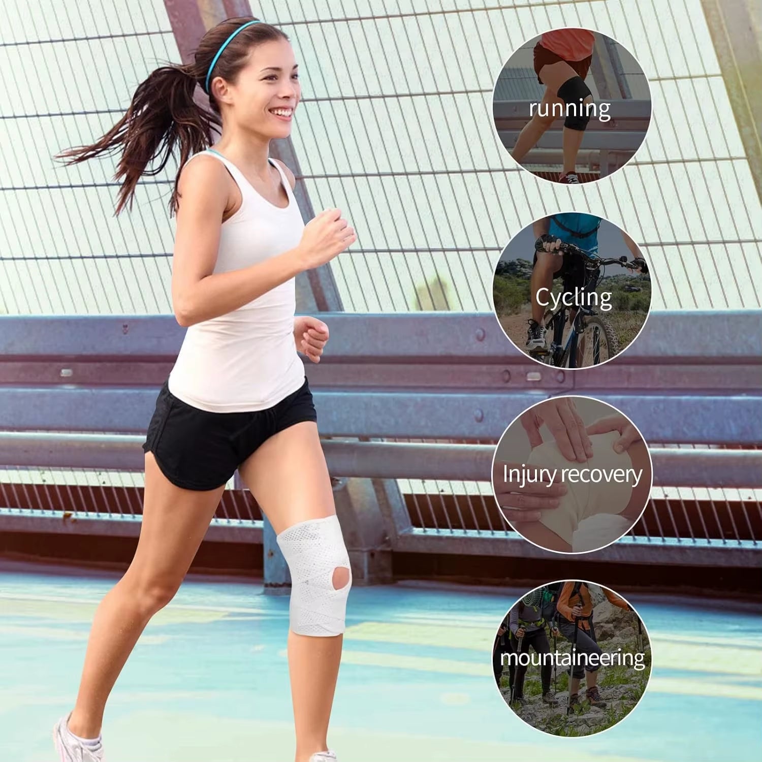 Muqinush Adjustable Sports Knee Pad - Breathable Support for Running, Basketball, and Fitness